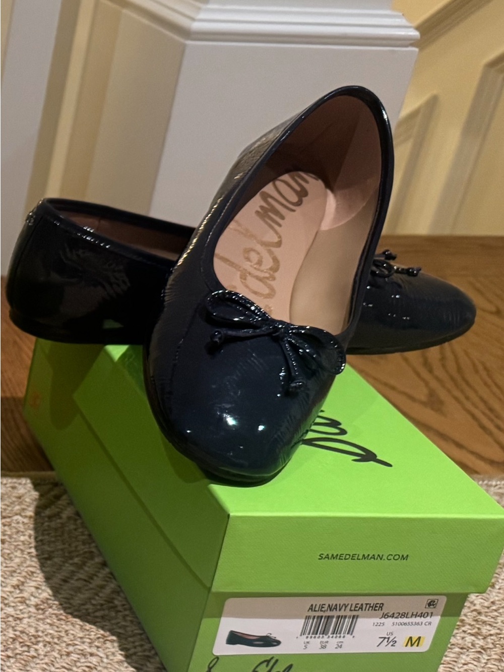 Sam Edelman Navy Patent Ballet Flats with Bow
